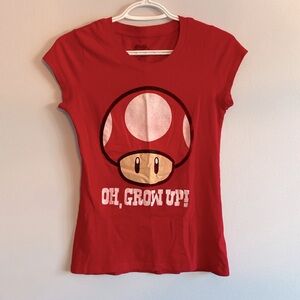 Super Mario Life Up Mushroom Red T-shirt Short Sleeve